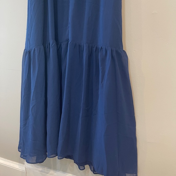 Lulu's Truly Gorgeous Dark Blue Ruffled Bustier Tie-Strap Maxi Dress Size XL - Picture 10 of 11